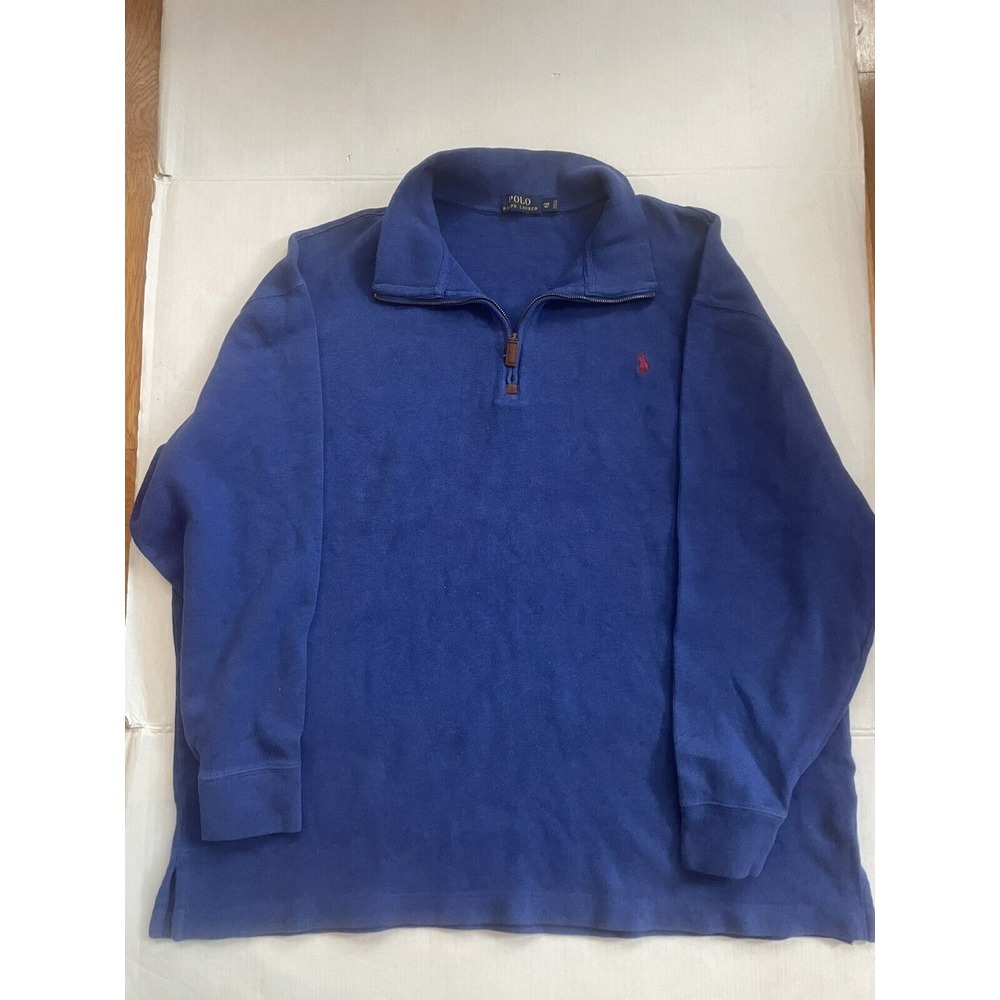 Polo‎ Ralph Lauren 1/4 Quarter Zip Pullover Sweater Men's 2XB Blue Rare Nice